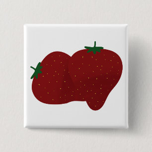 Bóton Quadrado 5.08cm Morangos Frescos e Maduros Presente de Frutas