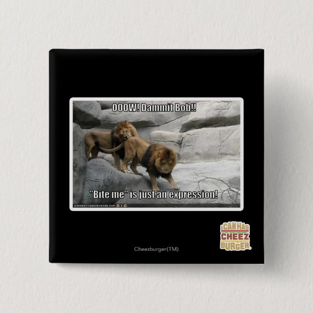 Bóton Quadrado 5.08cm Morda-me é apenas uma expressão! (Frente)