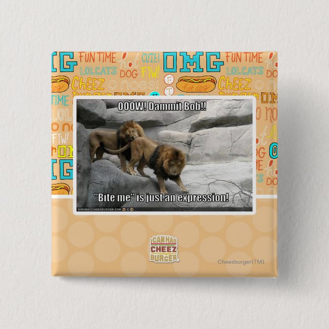 Bóton Quadrado 5.08cm Morda-me é apenas uma expressão! (Frente)