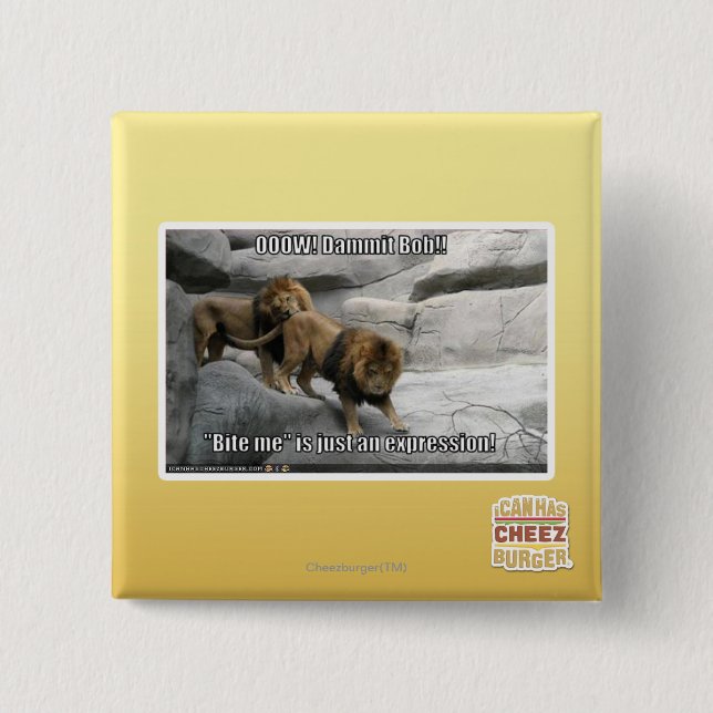 Bóton Quadrado 5.08cm Morda-me é só uma expressão! (Frente)