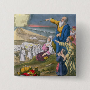 Bóton Quadrado 5.08cm Moses que parte o Mar Vermelho, de uma bíblia