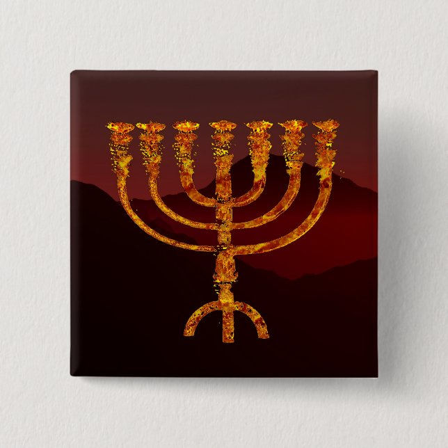 Bóton Quadrado 5.08cm Moshe's Menorah (Frente)
