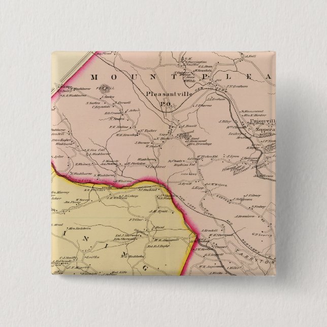 Bóton Quadrado 5.08cm Mt Pleasant, Ossining, Nova Iorque (Frente)