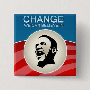 Bóton Quadrado 5.08cm Mudança que de Barack Obama nós podemos acredita