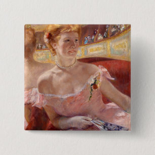 Bóton Quadrado 5.08cm Mulher com Colar de Pérola (por Mary Cassatt)