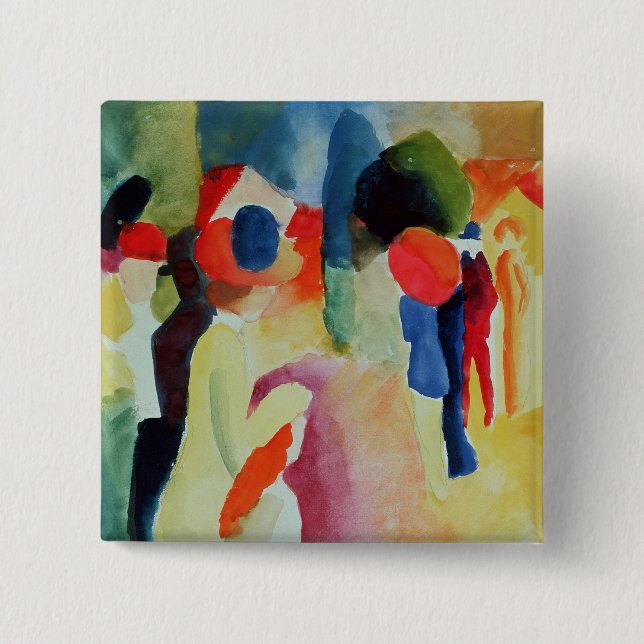 Bóton Quadrado 5.08cm Mulher com uma jaqueta amarela, 1913 (Frente)