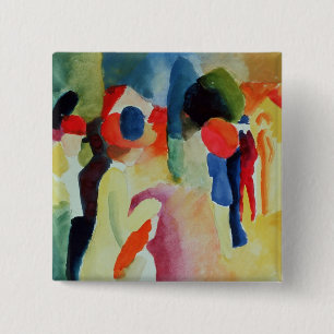 Bóton Quadrado 5.08cm Mulher com uma jaqueta amarela, 1913