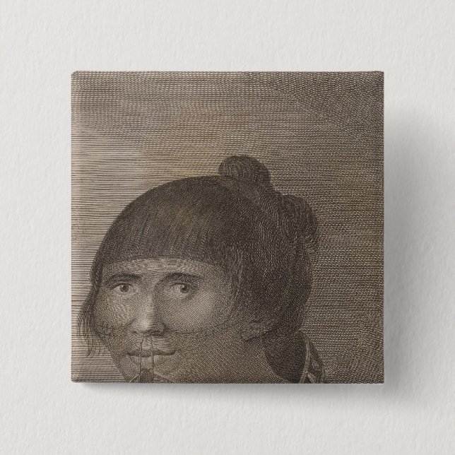Bóton Quadrado 5.08cm Mulher de Oonalashka, Alasca (Frente)
