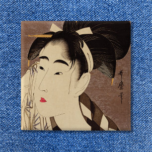 Bóton Quadrado 5.08cm Mulher Esfregando Suor Arte Vintage