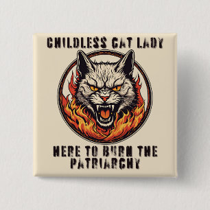 Bóton Quadrado 5.08cm Mulher Gato Sem Filhos Contra A Patriarquia