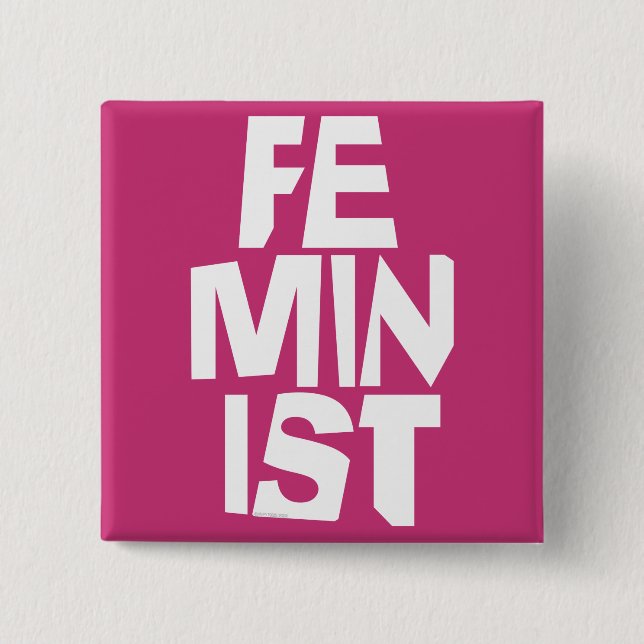 Bóton Quadrado 5.08cm Mulher igual imitaçãoa da menina fêmea feminista (Frente)