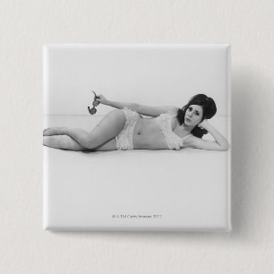 Bóton Quadrado 5.08cm Mulher no roupa de banho