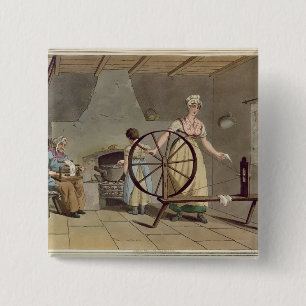 Bóton Quadrado 5.08cm Mulher que gira, 'do traje de Yorkshire