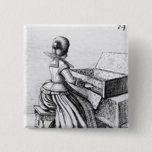 Bóton Quadrado 5.08cm Mulher que joga em um teclado, 1635