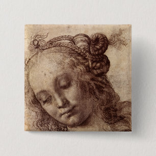 Bóton Quadrado 5.08cm Mulher que olha para baixo
