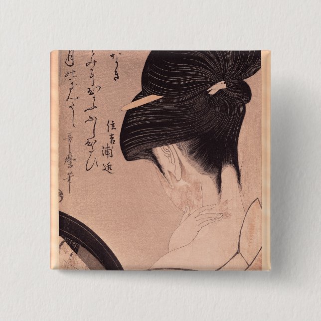 Bóton Quadrado 5.08cm Mulher que pôr sobre a composição (Frente)