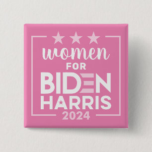 Bóton Quadrado 5.08cm Mulheres para Biden Harris - design rosa 2024