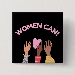 Bóton Quadrado 5.08cm Mulheres Podem Feminista