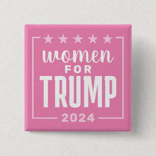 Bóton Quadrado 5.08cm Mulheres por Trump - design rosa 2024
