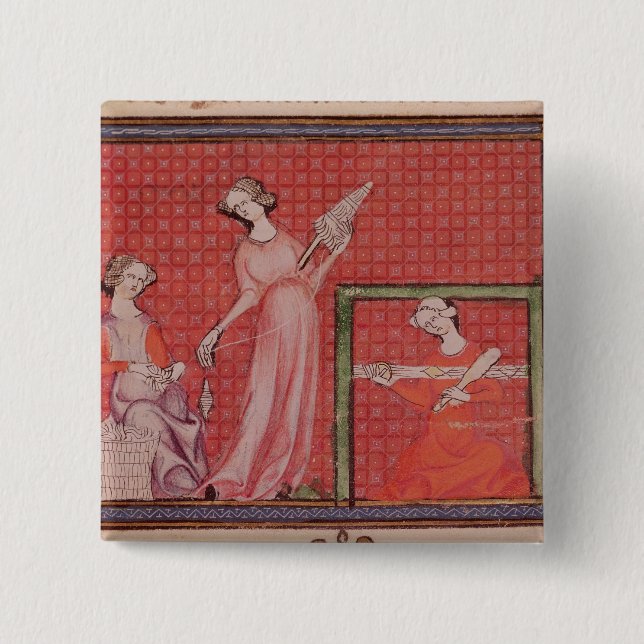 Bóton Quadrado 5.08cm Mulheres que giram lãs (Frente)