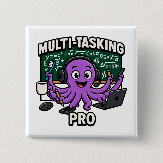 Bóton Quadrado 5.08cm Multitarefa Octopus Classroom Learning Pro (Frente)