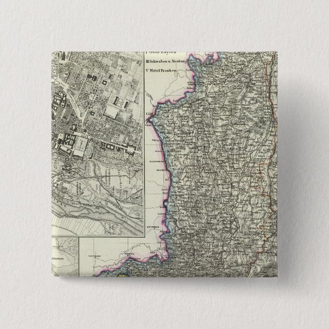 Bóton Quadrado 5.08cm Munique, Augsburgo, Baviera (Frente)
