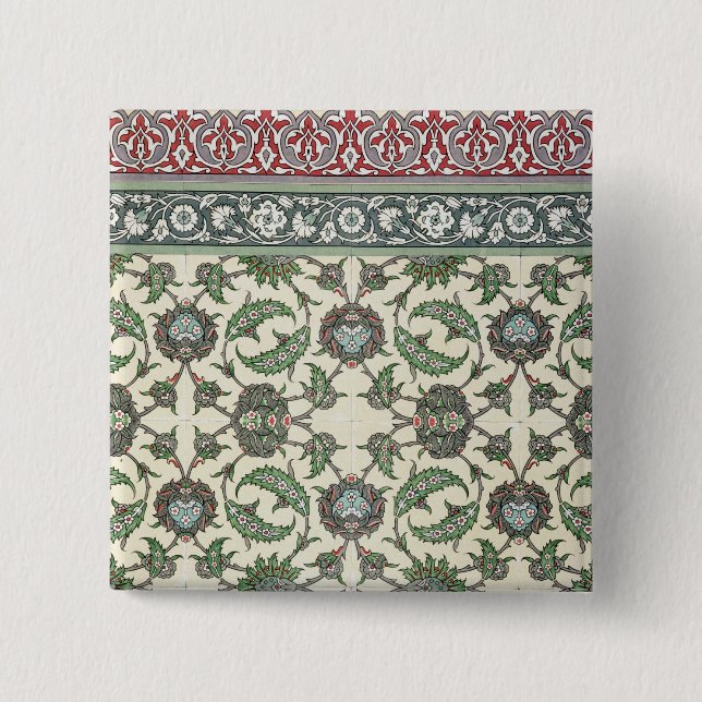 Bóton Quadrado 5.08cm Mure azulejos da mesquita de Cheykhoun, 'do árabe (Frente)