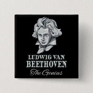 Bóton Quadrado 5.08cm Música - Ludwig Van Beethoven O Gênio