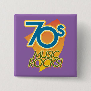 Bóton Quadrado 5.08cm Música Rocks dos anos 70!