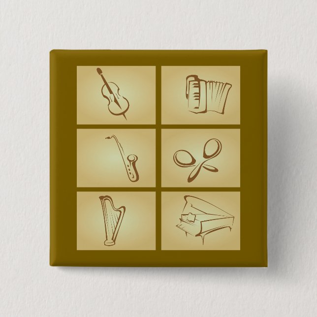 Bóton Quadrado 5.08cm Musical Instruments Sketch (Frente)