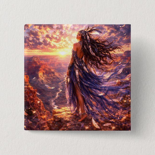 Bóton Quadrado 5.08cm Mystik Woman Anstecker – Galaktisch schön (Frente)