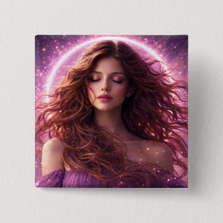 Bóton Quadrado 5.08cm Mystik Woman Anstecker – Galaktisch schön