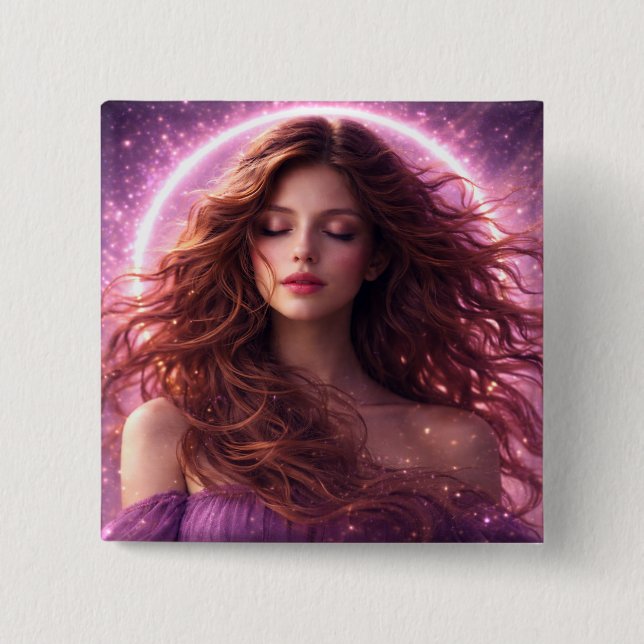 Bóton Quadrado 5.08cm Mystik Woman Anstecker – Galaktisch schön (Frente)