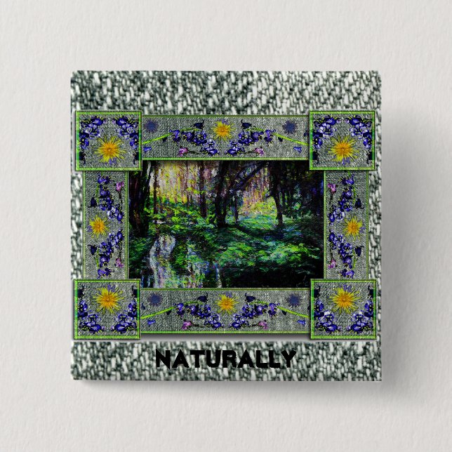 Bóton Quadrado 5.08cm Na floresta (Frente)