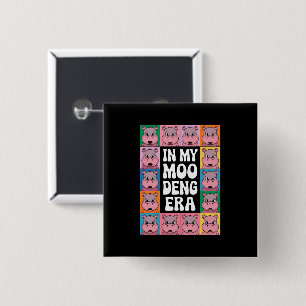 Bóton Quadrado 5.08cm Na Minha Moo Deng Era Moo Deng Hippo Lover