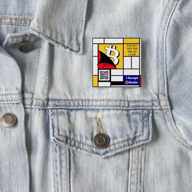 Bóton Quadrado 5.08cm Na moda Bitmoney - Criptografia Btc (In Situ)