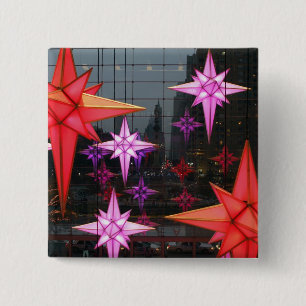 Bóton Quadrado 5.08cm Na Nova Iorque. Decoração do Natal para dentro