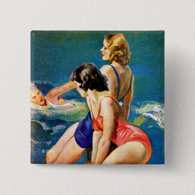 Bóton Quadrado 5.08cm Na Piscina (Frente)