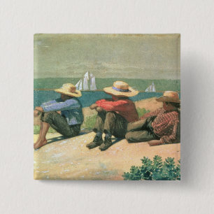 Bóton Quadrado 5.08cm Na praia, 1875 (w/c)