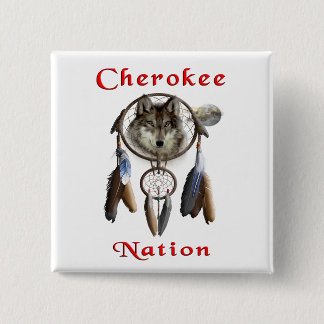 Bóton Quadrado 5.08cm Nação Cherokee (Frente)
