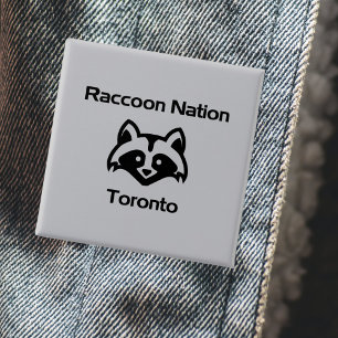 Bóton Quadrado 5.08cm Nação Divertida de Guaxinins Toronto Leve-Monótono