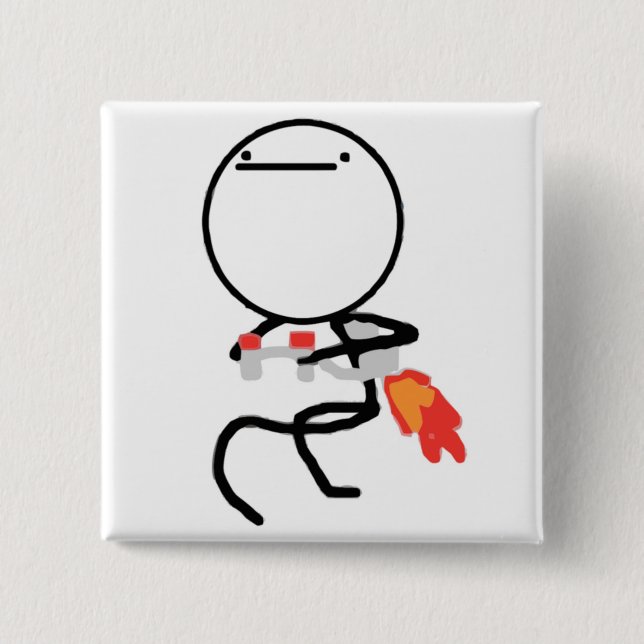 Bóton Quadrado 5.08cm Nada fazer aqui Rage cara Meme (Frente)