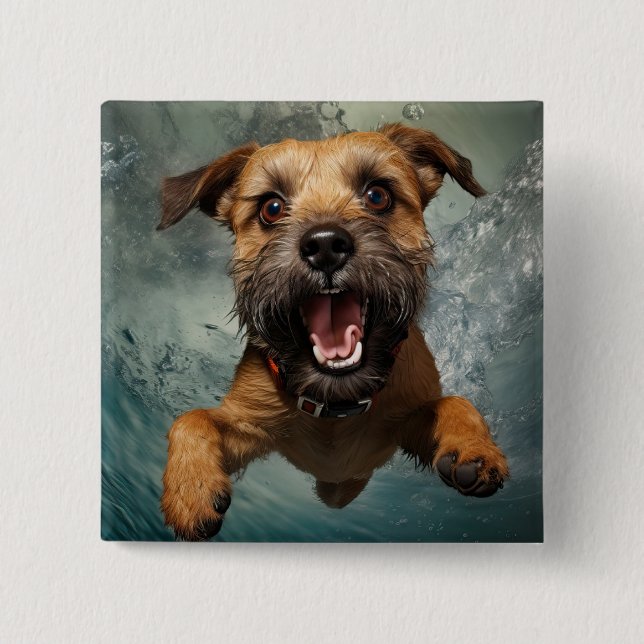 Bóton Quadrado 5.08cm Nadação Submarina Design (Frente)