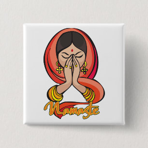 Bóton Quadrado 5.08cm Namaste Hindu
