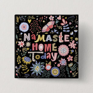 Bóton Quadrado 5.08cm Namaste Home Today Folk Art Flowers
