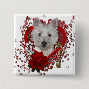 Bóton Quadrado 5.08cm Namorados - chave a meu coração - Westie - tanqu