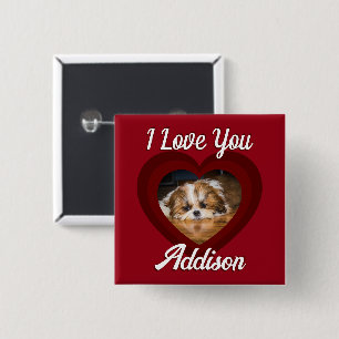 Bóton Quadrado 5.08cm Namorados coração cão amor Fotografia personalizad