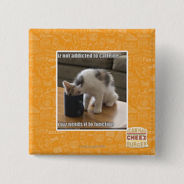 Bóton Quadrado 5.08cm Não é viciado à cafeína (Frente)