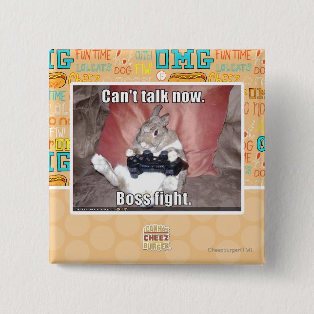 Bóton Quadrado 5.08cm Não pode falar agora, a luta do chefe (Frente)