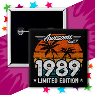 Bóton Quadrado 5.08cm Nascer 1989 Edição Limitada Edição Retroativa Desd